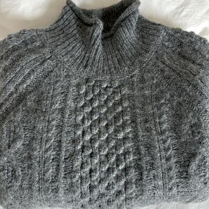 Alex Mill Gray Cable-Knit Turtleneck Sweater
